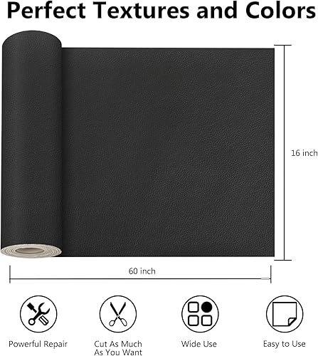 Miniatura 7 de OcePor Parche de reparación de cuero autoadhesivo de 16 x 60 pulgadas, parches de cuero para muebles, kit de reparación de cuero de vinilo para