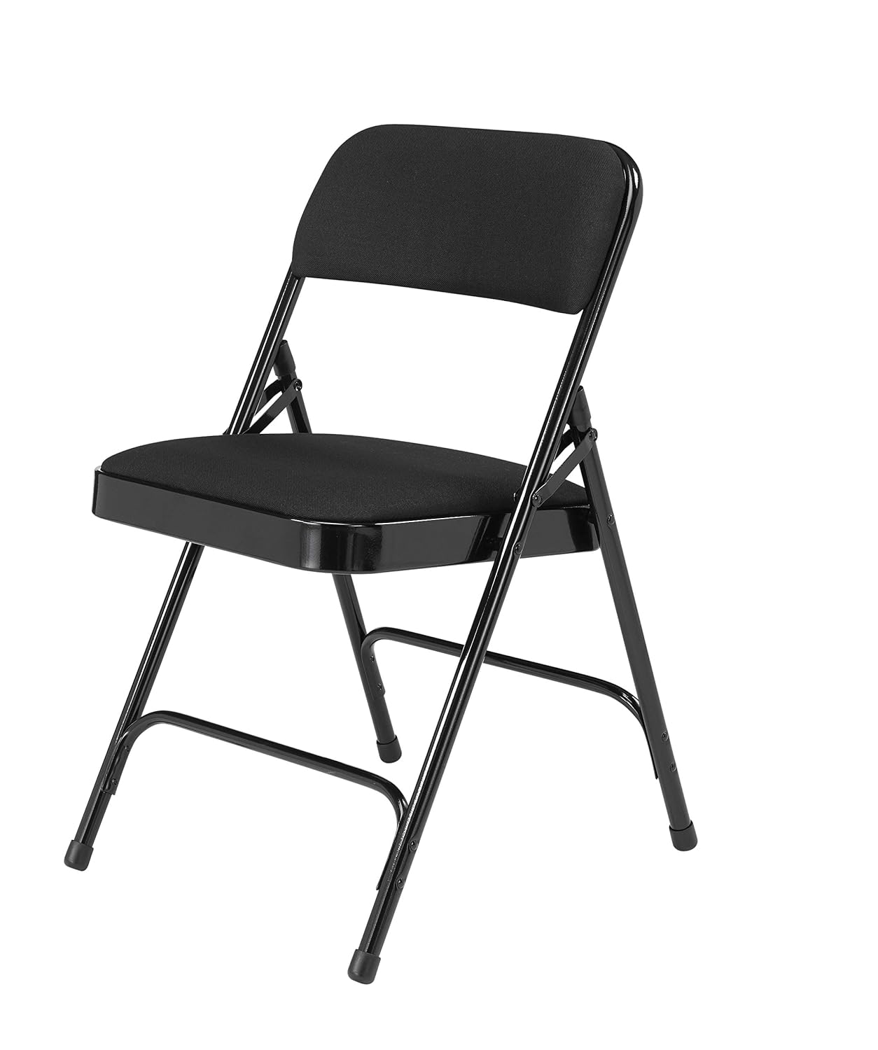 (4 Pack) National Public Seating 2200 Series Deluxe Fabric Upholstered Double Hinge Premium Folding Chair, Midnight Black, 480 lbs Capacity : Home & Kitchen