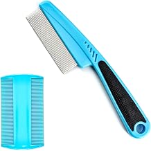 2 Pcs Flea Comb for Cats and Dogs, Cat Dog Flea Comb, Double Sided Pet Tear Stain Remover, Dematting Tool for Small, Medium and Large Pets