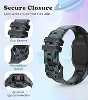 Vista 4 de MoKo Paquete de 2 correas compatibles con Garmin Vivofit JR 3 Tracker, correa de repuesto ajustable con patrón de impresión de silicona suave