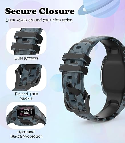 Miniatura 4 de MoKo Paquete de 2 correas compatibles con Garmin Vivofit JR 3 Tracker, correa de repuesto ajustable con patrón de impresión de silicona suave para