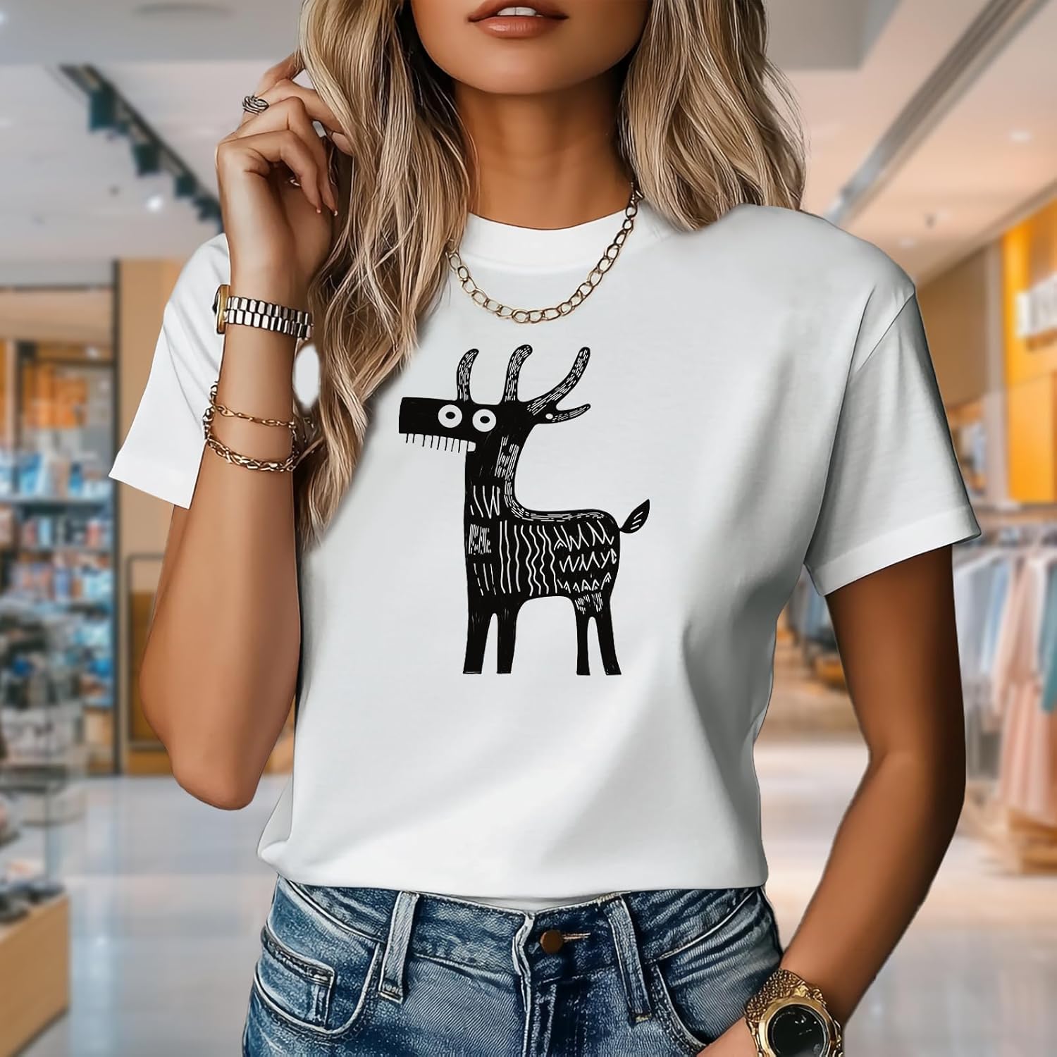 Oversized Summer Shirts for Women Cotton Summer Ladies Tops and Blouses Fashion Pattern Sports Crew Neck Tees - Image 2