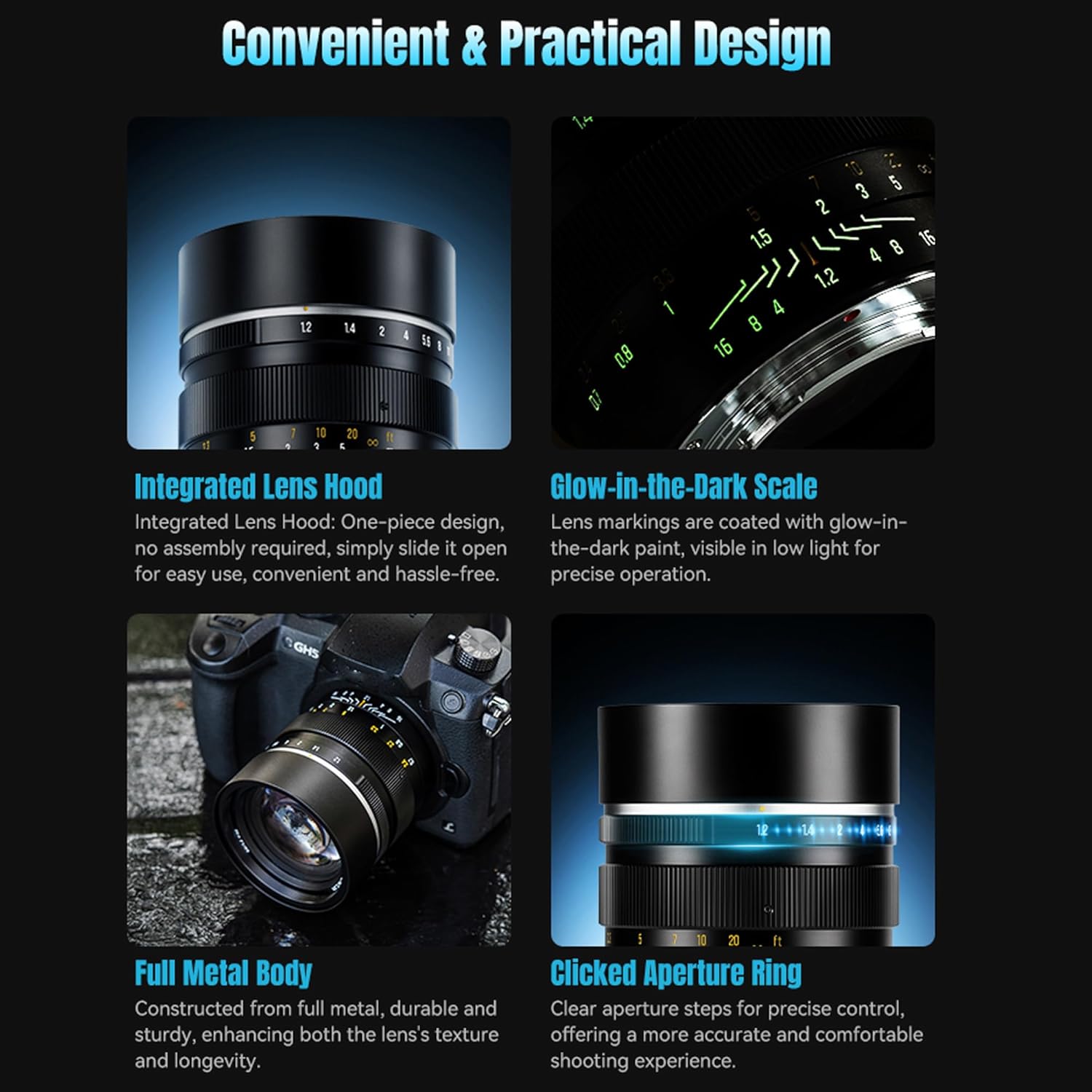 7artisans 50mm F1.2 APS-C Manual Focus Lens for MFT Mount Cameras M43 EPM1 EPM2 EPL1 EPL2 EPL3 EPL5 EPL6 EPL7 EPL8 EPL9 E-P1 E-P2 E-P3 E-P5 E-P6 E-M1 E-M5 E-M10 E-M10II E-M10III Pen-F