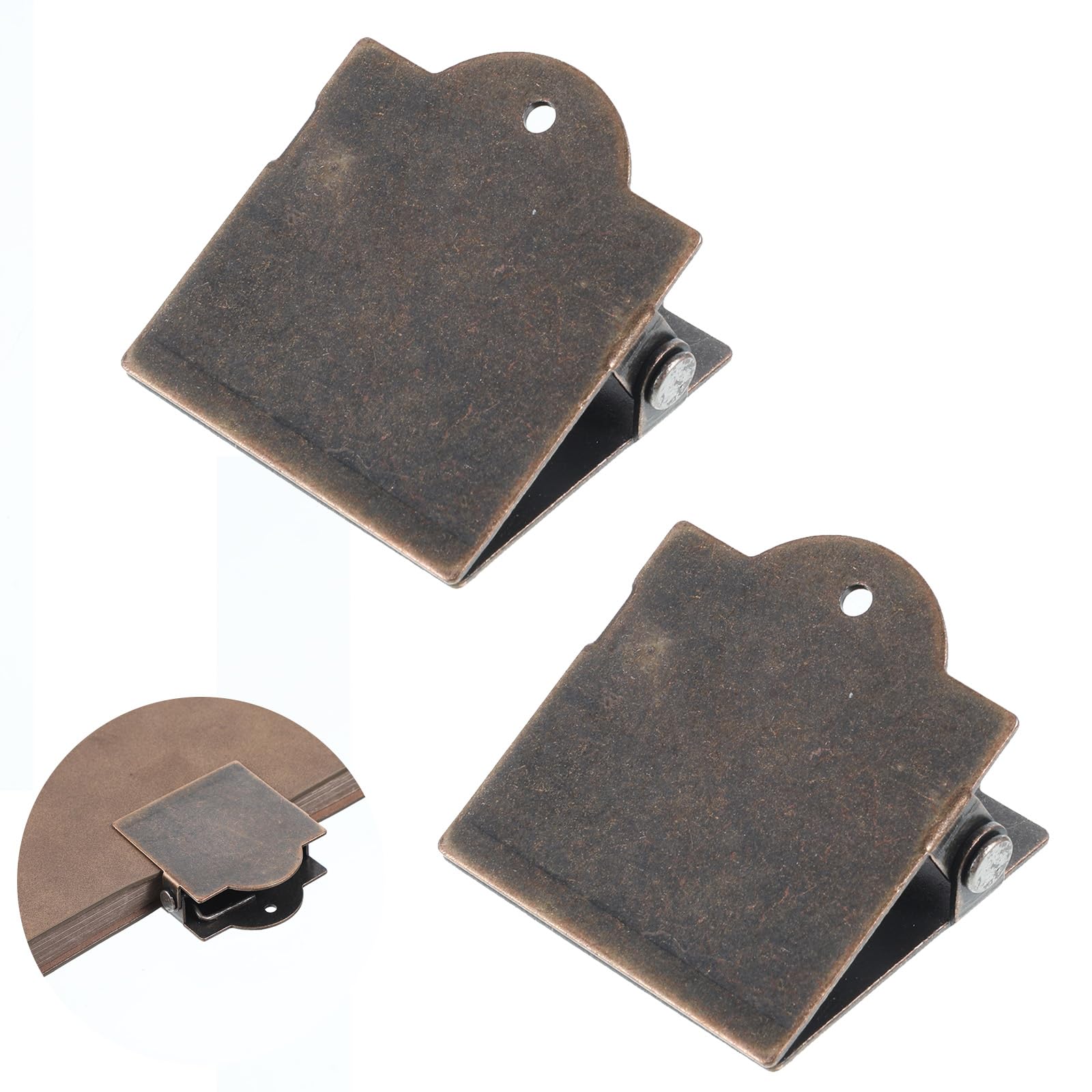 2PCS Vintage Metal Book Clip, Antique Bronze Travelers Notebook Clips, Small Binder Clamps for Office, Home, School, Retro Page Binder Clamps for Paper, Document, File, Journaling, Planner, Sketchbook