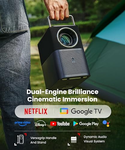 Miniatura 4 de TCL Proyector A1s Google TV con licencia oficial de Netflix, proyector de películas portátil para exteriores 1080P, 600 lúmenes ISO, proyector WiFi