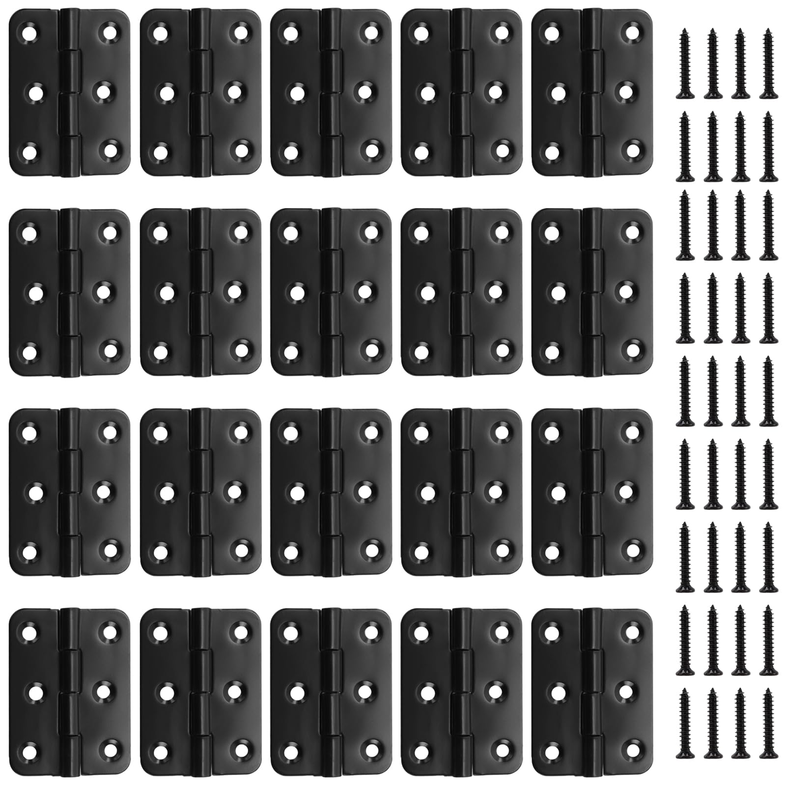 Pingeui Black Door Hinges, 20 Pcs 2 Inch Stainless Stee Butt Hinge For Internal Door With 200 Screws, Ball Bearing Hinge For Home Wood Furniture