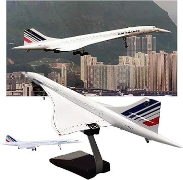 1125 French Concorde Alloy Aircraft Model with Light Sound Control Retractable Landing Gear High Simulation Collectible Display for Aviation Enthusiasts Home/Office Decoration,for Adultswith Light