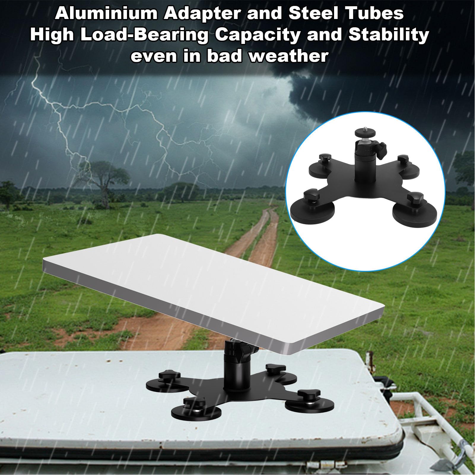 Fabater Soporte Magnético para Satélite con 4 Ventosas y 4 Imanes para Instalación Estable en Vehículos Recreativos y Cruceros Aleación de Aluminio