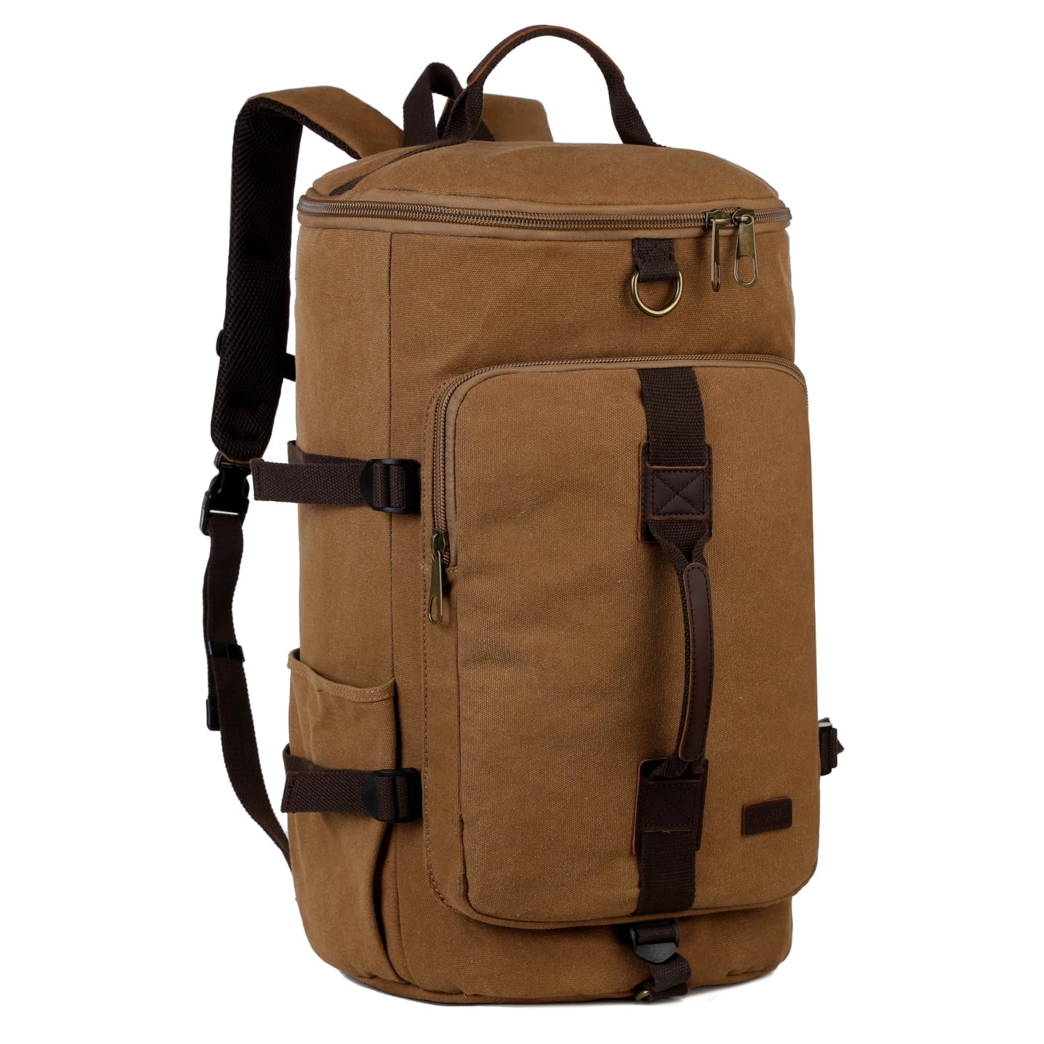 Baosha Leder Leinwand Weekender Reisetasche Hybrid Rucksäcke Handgepäck Reise Wandern Tasche Nachttasche Cabriolet für Männer HB-26 Braun