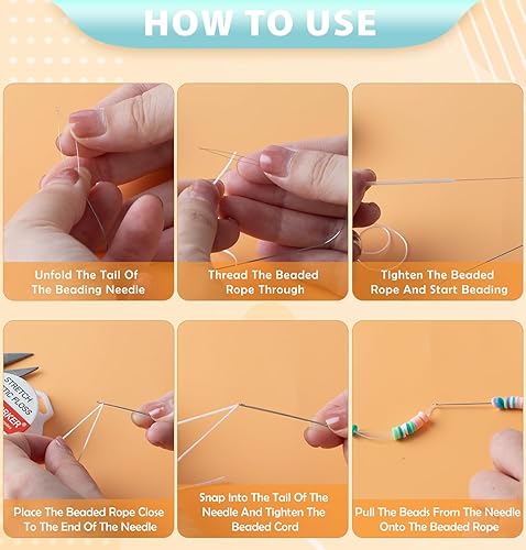 Miniatura 3 de Hobbyworker Agujas giratorias de cuentas, agujas de cuentas para doblar ojos grandes, adecuadas para cuentas de arcilla, cuentas de semillas, agujas