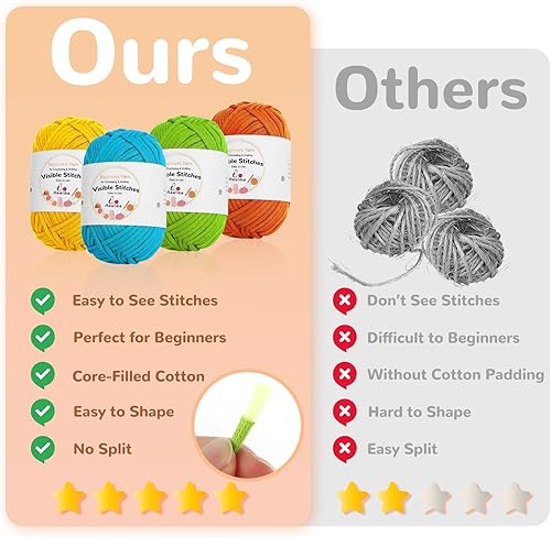 Miniatura 3 de Aeelike - Hilo para principiantes para ganchillo y tejer, 350 yardas (4 x 1.76 oz), hilo suave de mezcla de algodón y nailon, fácil de usar para