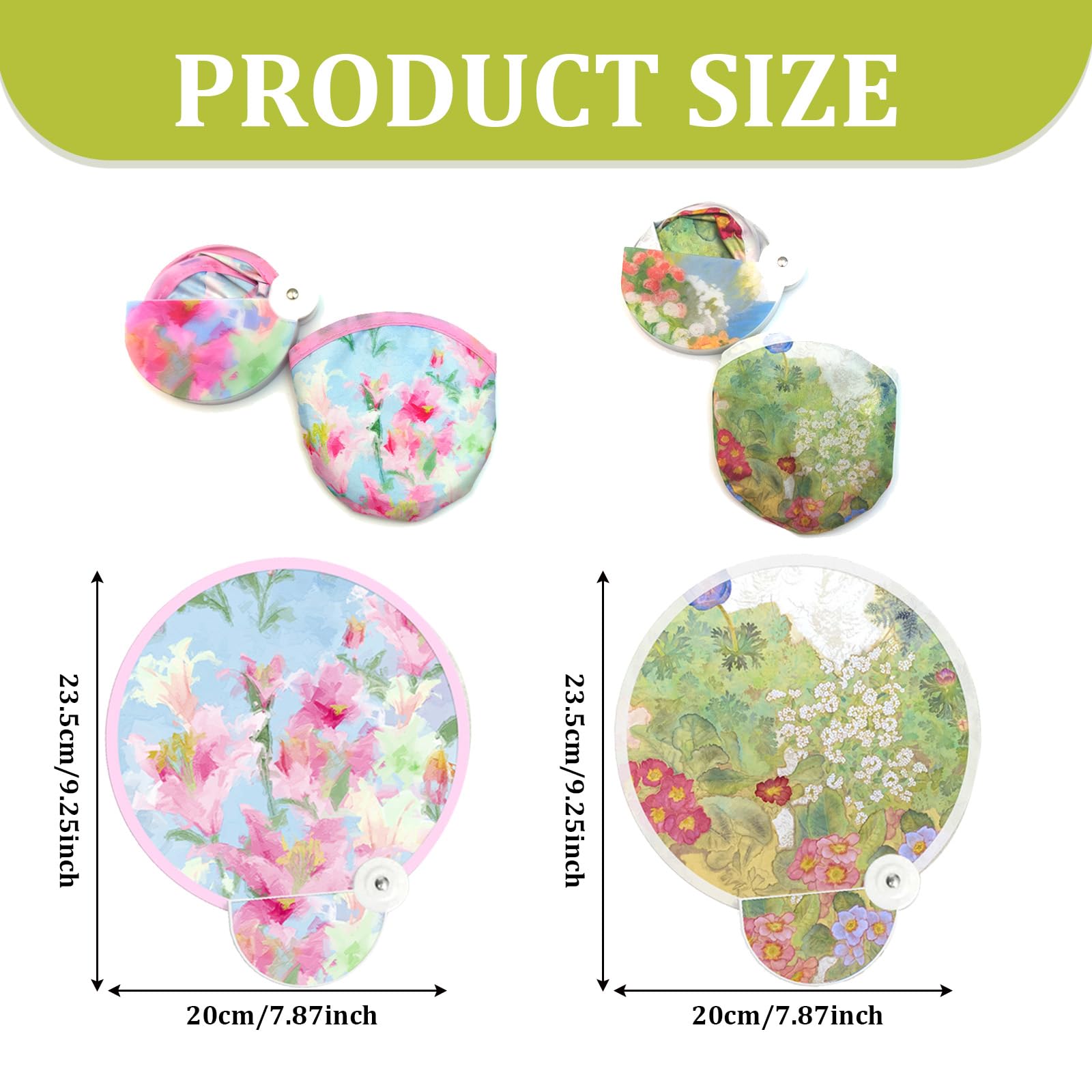 4 éventails Ronds Pliants Motif Chaton - Taille Pliée 8,5 Cm - En Polyester, Léger - Pour Fêtes, Mariages, Voyages