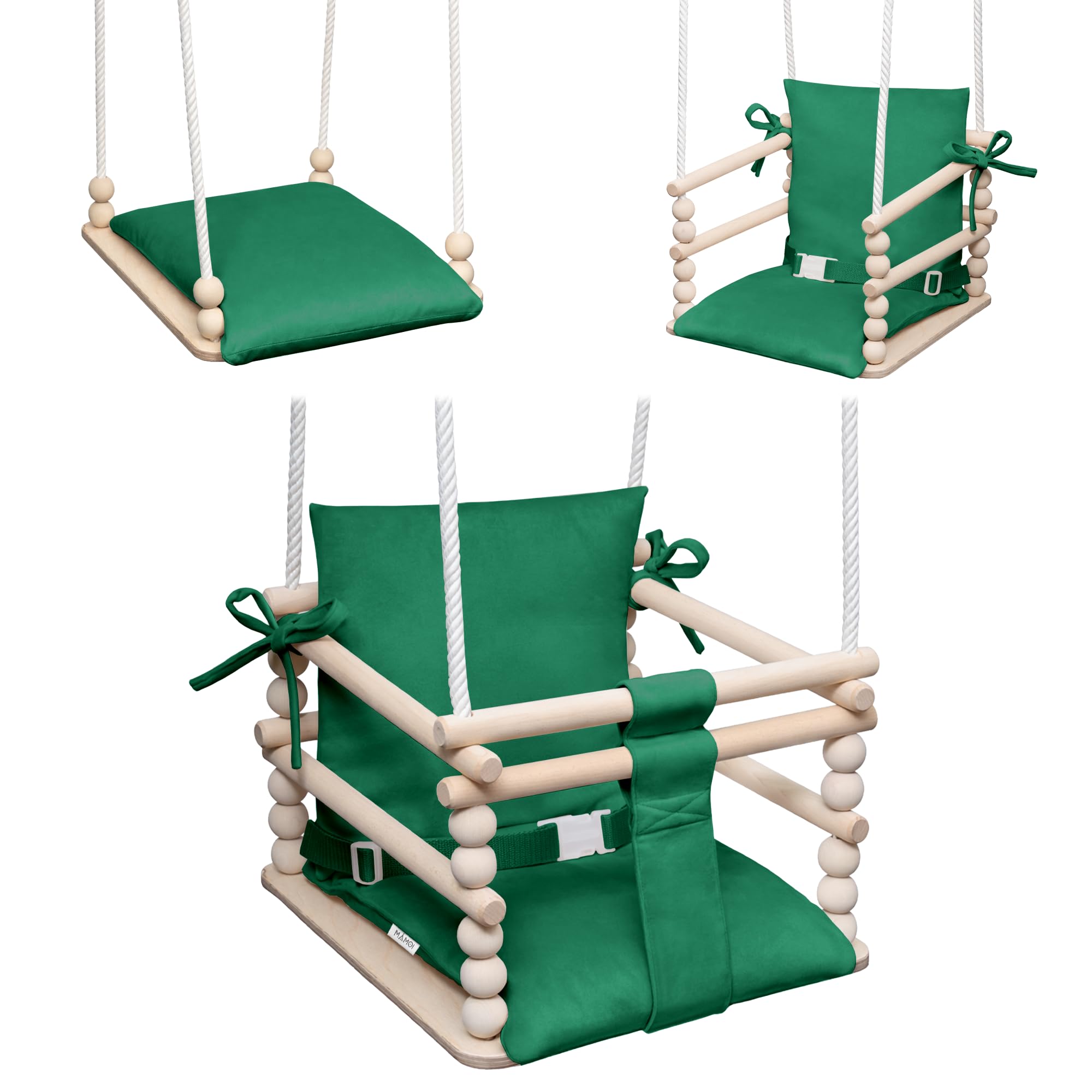 MAMOI Columpio Infantil 3 en 1 con cinturón de Seguridad, Regulable en Altura, Columpio para casa, Estructura Estable, Montaje Sencillo, Columpio Infantil para Interior