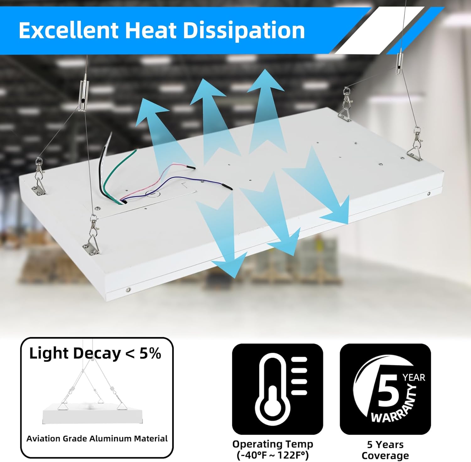 LED Linear High Bay Shop Lights with Motion Sensor, 150W LED Shop Light, 21000lm 140LM/W, 100-277V, 5000K Adjustable Tilt Hanging Commercial Linear High Bay Lights for Workshop Garage, 4-Pack