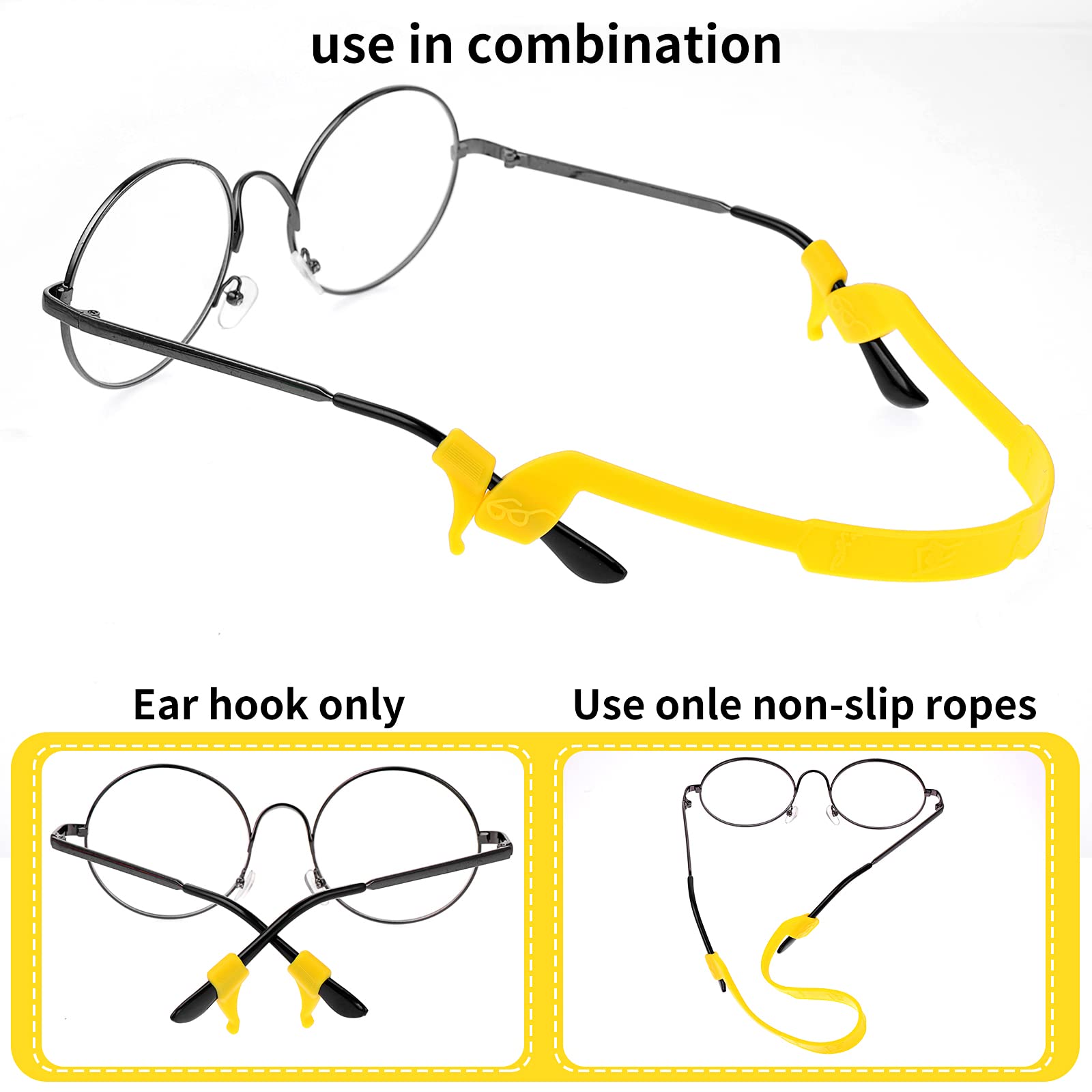 12 Stück Brillenband Sport Kinder Silikon Brillenbänder 12 Stück Ohrclip Haken Set mit Brille mit Halter Brillenhalter Silikon Elastische Sport Kleinkind Brillenband mit Ohrclip Haken Herren