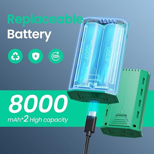 Miniatura 3 de Plumero de aire eléctrico mejorado, 130000 RPM engranaje ajustable de aire comprimido, 2 baterías extraíbles de 4000 mAh, kit de limpieza eléctrica
