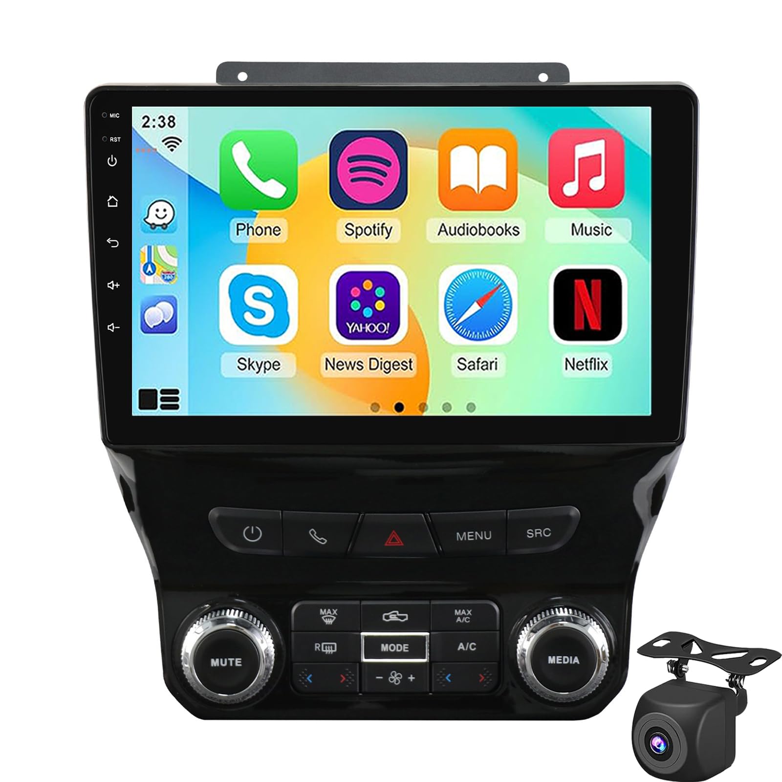 Car Stereo For Dod-ge RAM 1500 2500 3500 4500 5500 2019-2024 Radio 9Inch Touchscreen With Wireless CarPlay Android Auto GPS Navigation Bluetooth Wifi FM Split Screen AHD Camera(Color:WIFI 1G+32G)