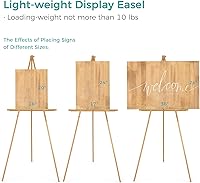 Vista 2 de VISWIN Caballete de 63" para letreros de boda, caballete de exhibición de madera ajustable con soporte, caballete de piso tipo trípode para tablero