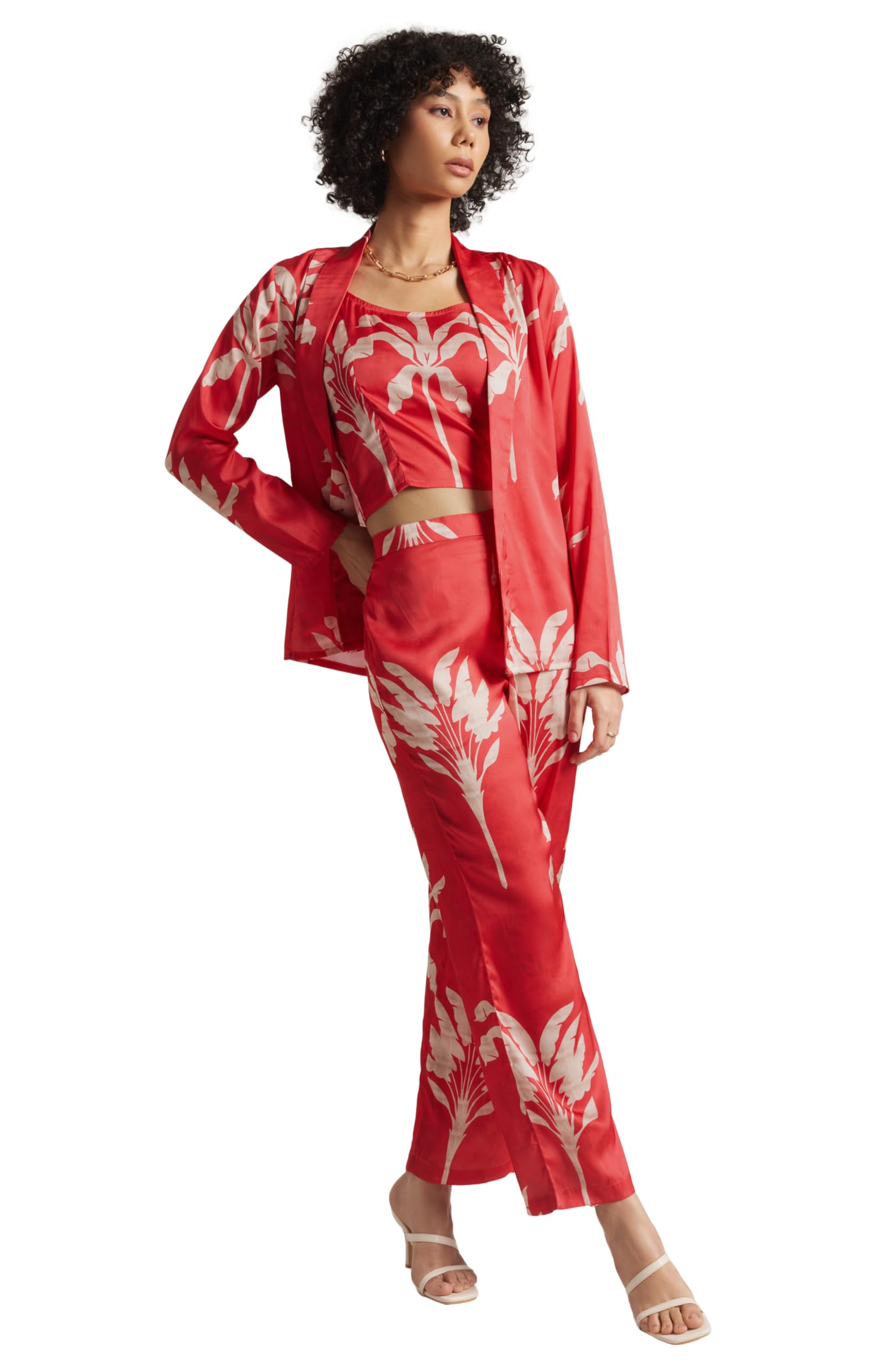zaccai Women's Satin Regular Co-ords Set-picture-22