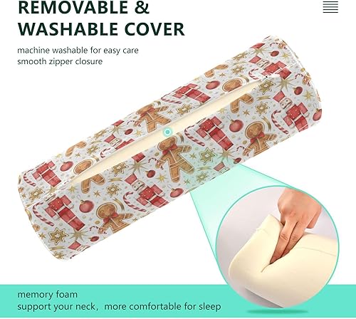 Miniatura 5 de Gingerbreadman Nutcracker Christmas Bolster Pillow Covers Bedding Essentials Round Neck Roll Pillow Small Round Pillow Insert Cylinder