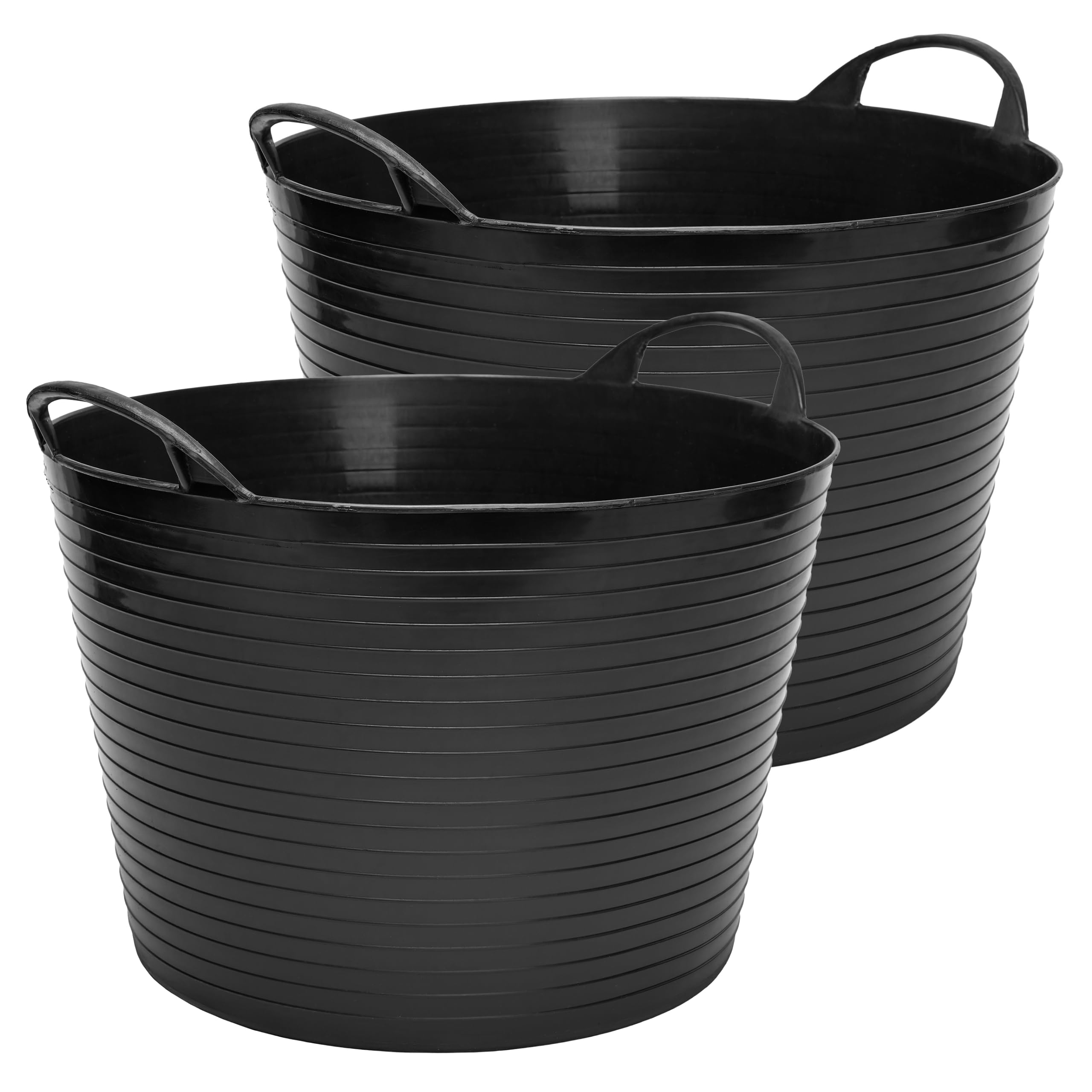 Garronda Lot de 2 seaux flexibles en polypropylène 26 L bacs universels usage maison jardin garage atelier coffre rangement transport poignées intégrées robustes GD-0183, Noir