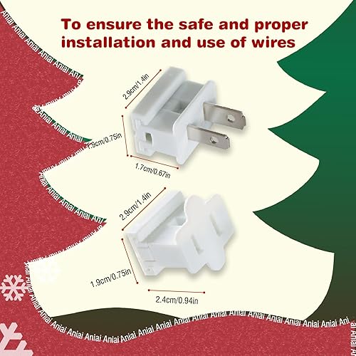 Miniatura 9 de Paquete de 25 enchufes de vampiro, enchufe macho de repuesto de 2 puntas, enchufes eléctricos, extremos de repuesto de cable de extensión para luces