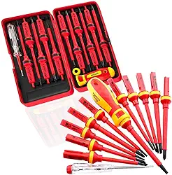 Conjunto de chave de fenda Isolada com Imã 13 em 1 - kit de ferramentas de chave de fenda isolada - Jogo de Chaves Torx, Philips e Fenda com Estojo e Testador