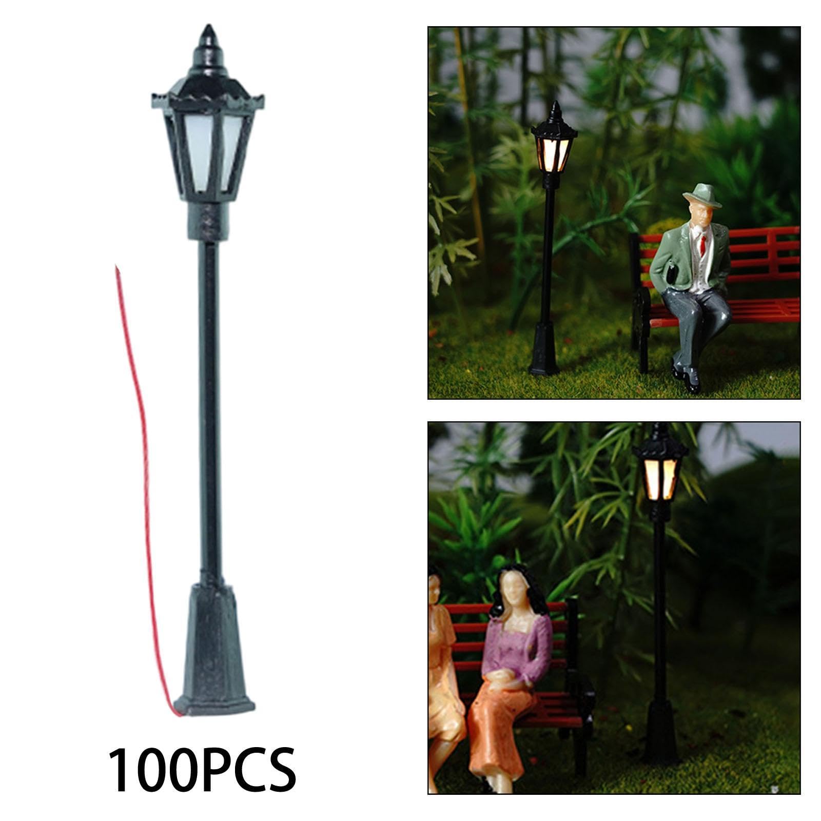 10 Stück Modellbahn Lampen Mini Straßenlaternen Modell Zubehör Europäisches Design Pp Material für Landschaftsgestaltung Modellbau Dioramen, 100 Stück