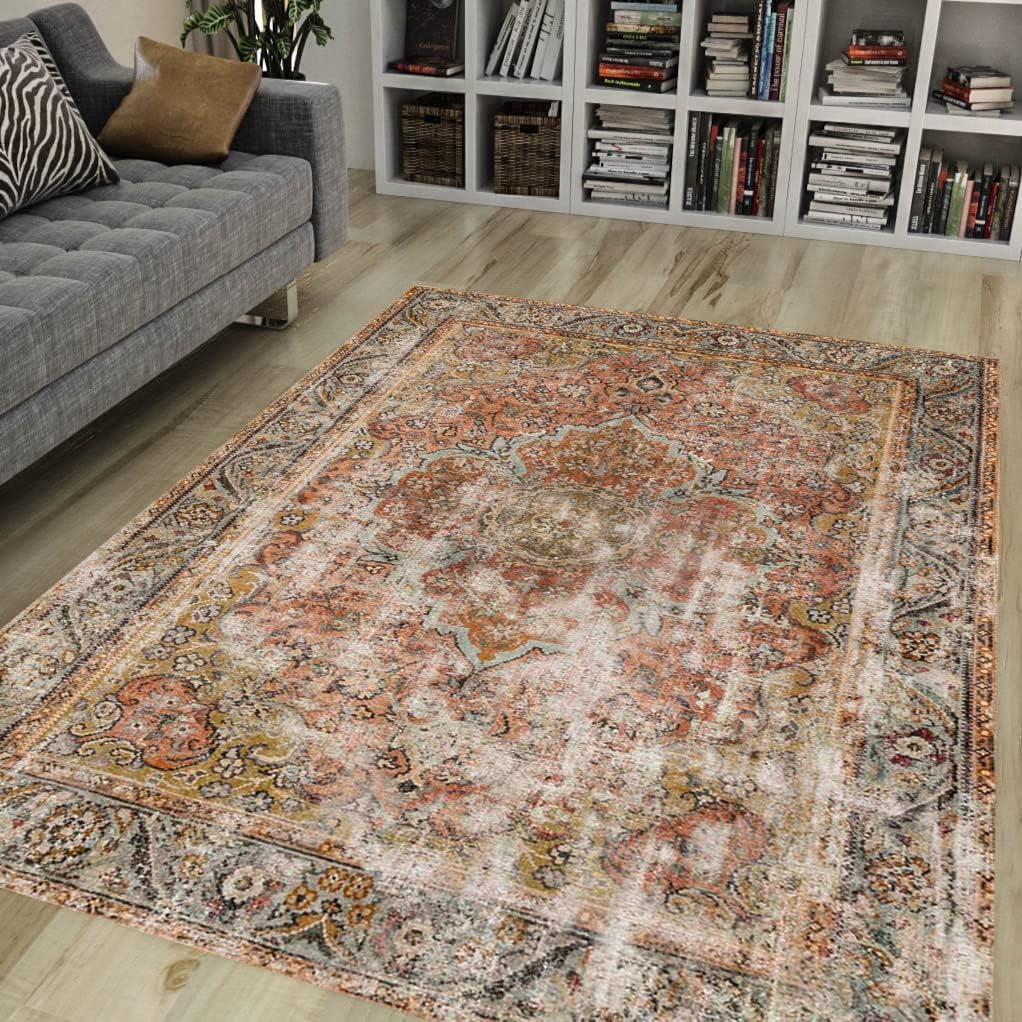 Vintage Collection Area Rug for Living Room, Dining Room | Washable | Non-Shedding | Stain Resistant | Pet Friendly | ISFAHAN 3' x 5' Sand/Taupe