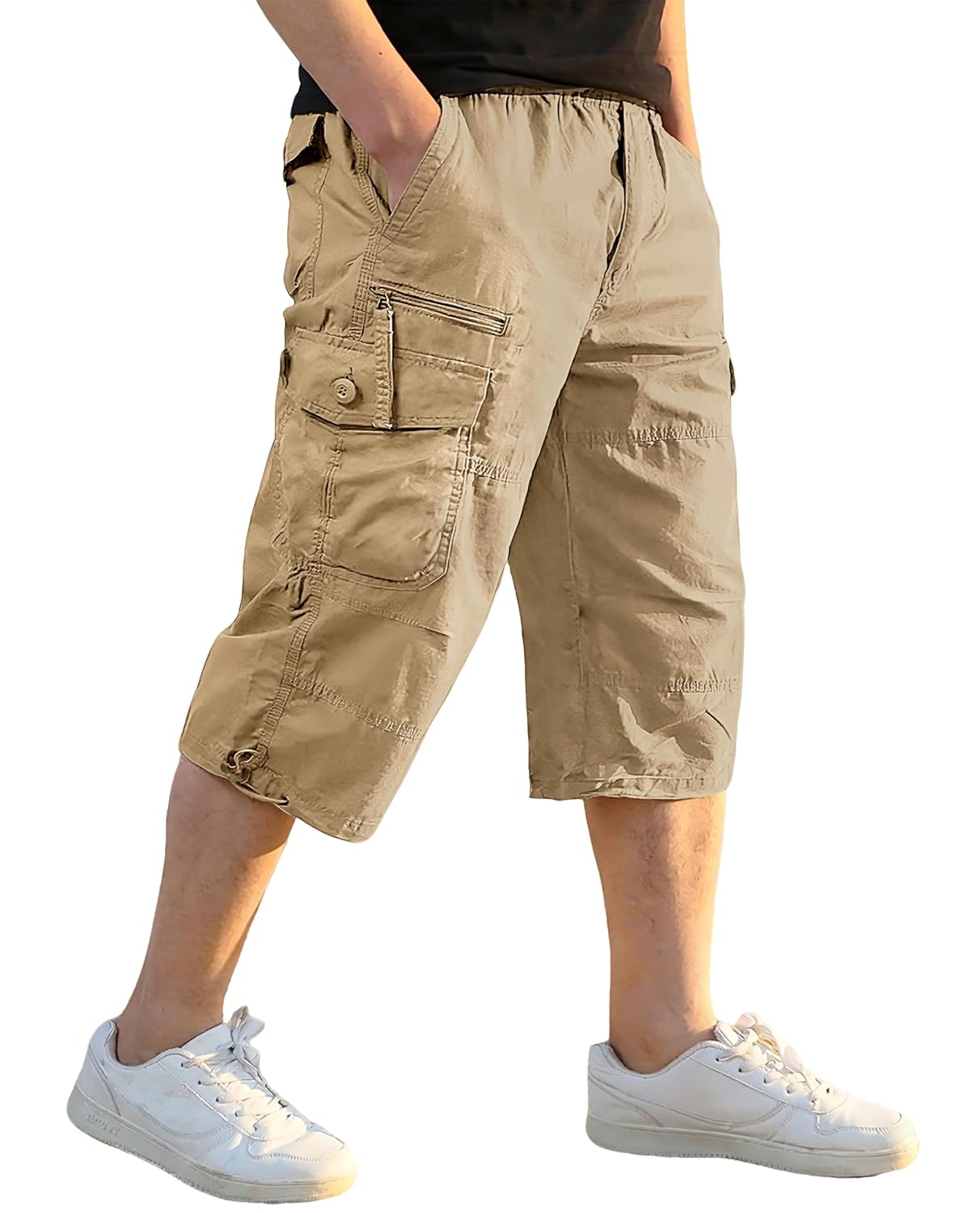 EKLENTSON Men's Casual Twill Elastic Cargo Shorts Below Knee Loose Fit Multi-Pocket Capri Long Shorts - Review, Price and Buying Guide