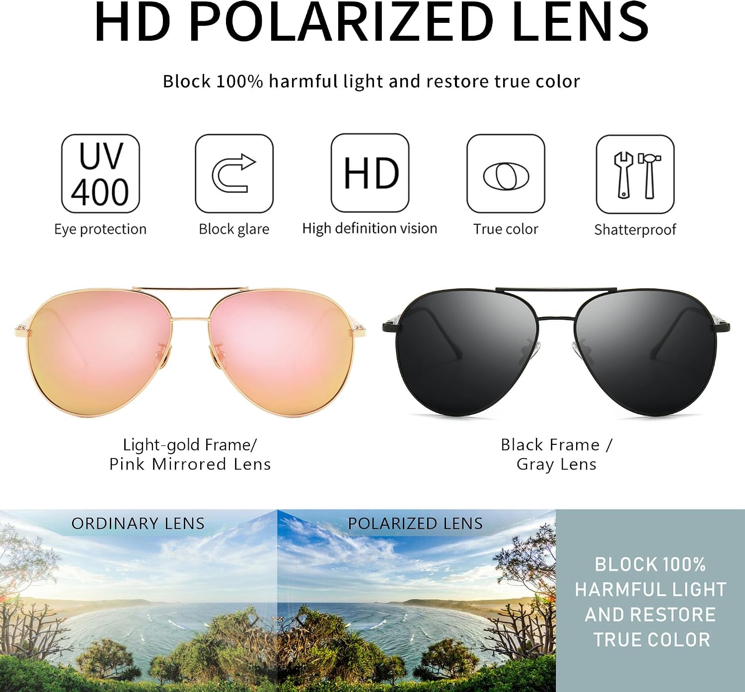  Oversized Aviator Sunglasses Womens Polarized Lens SGT603 thumbnail