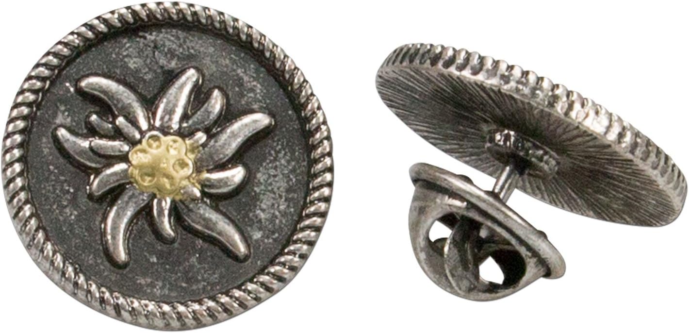 AlpenflüsternBavarian Label Pins Edelweiss set of 2, pin badges for bavarian german Hat, Dirndl, Leather trouser, Oktoberfest (bicolor colors)