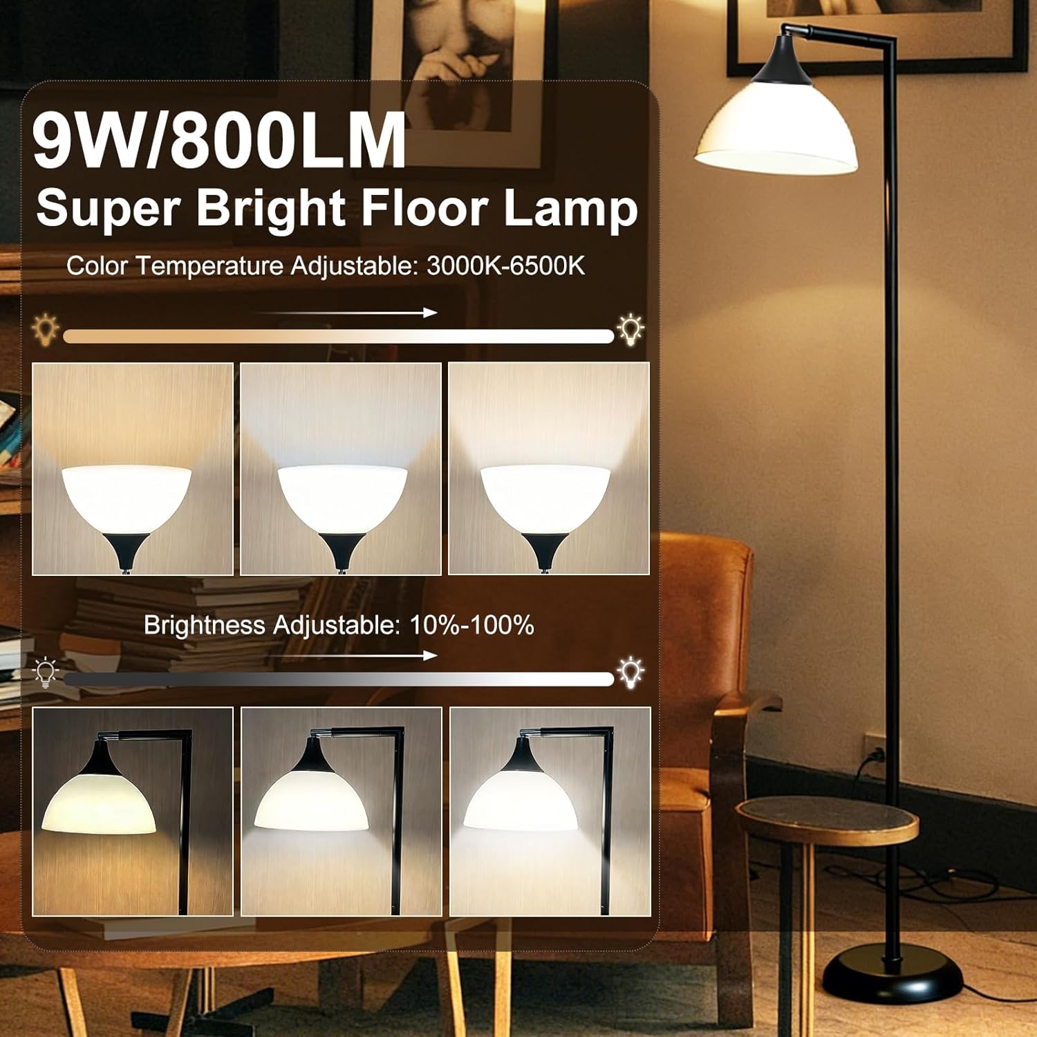 Flexible 90-Degree Foldable Floor Lamp - Remote Control, Stepless Color Temp & Brightness, Space-Saving Adjustable Standing Light for Bedroom, Office, Living Room & Study Black