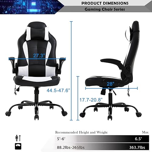 Miniatura 2 de Silla ergonómica para juegos, silla de masaje para juegos con reposacabezas, silla de computadora de oficina con ruedas y soporte lumbar, silla de