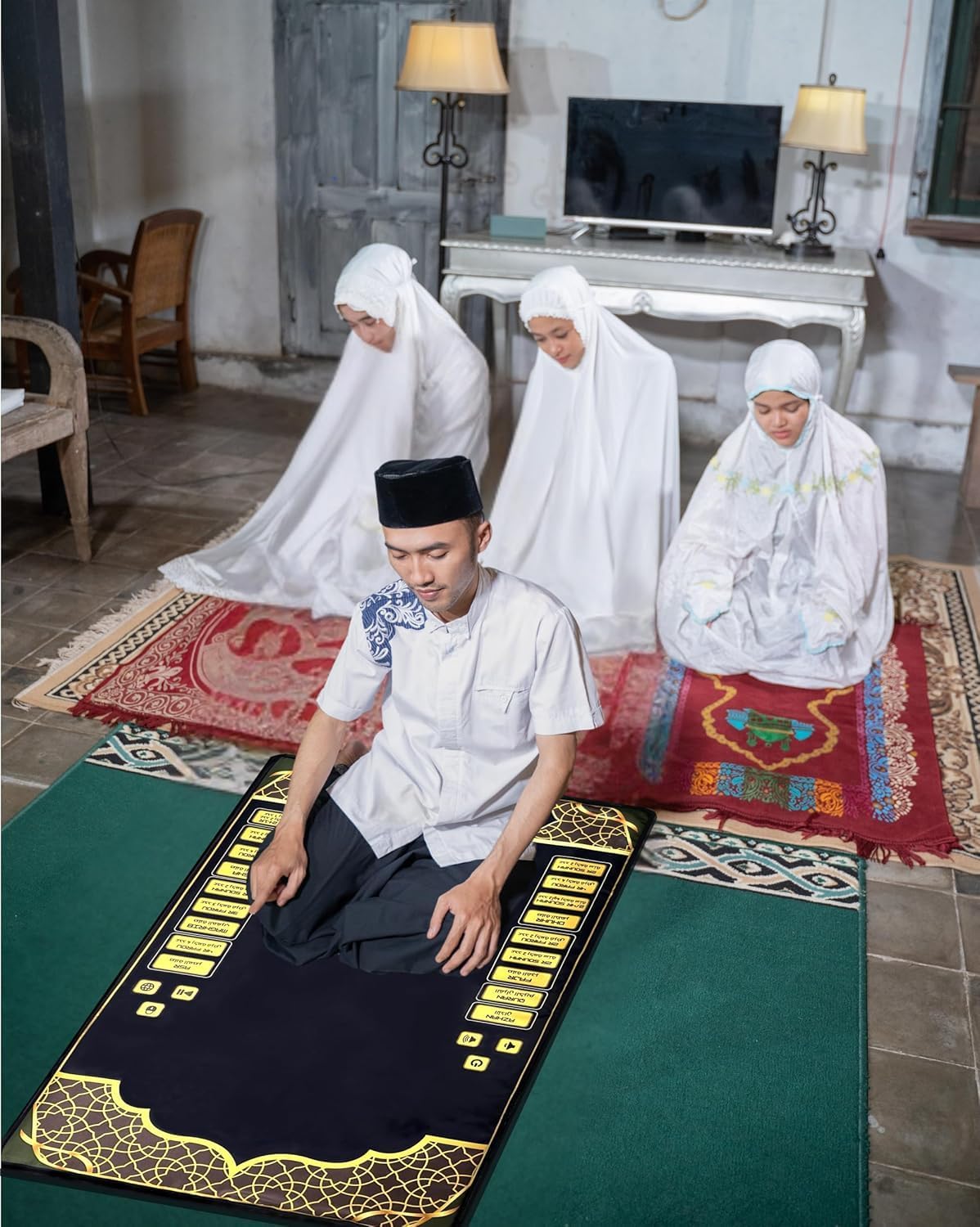 Smart Interactive Prayer Mat V3 – Touch Sensor Quran Recitations Multilingual Portable Foldable Salah Mat - Islamic Audio Prayer Rug for Kids Women Men & Adults