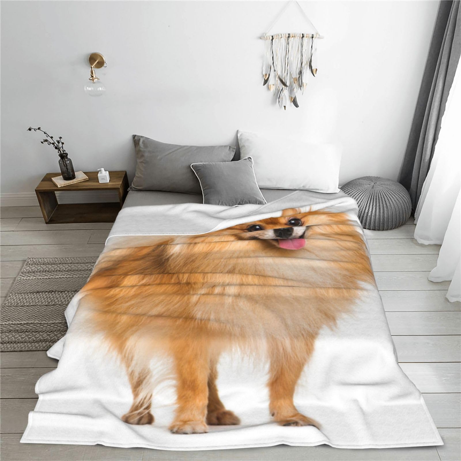 Amazon｜毛布 ポメラニアン 犬柄 ブランケット シングル 夏用 掛け毛布