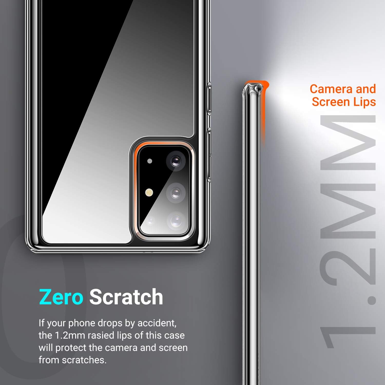 TORRAS Diamonds Clear Galaxy Note 20 Case, [Anti-Yellowing][Fully Protective] Shockproof Slim Thin Hard Phone Case with Soft Edges Designed for Samsung Galaxy Note 20 Case-Clear