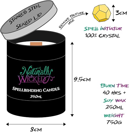 Miniatura 7 de Naturally Wicked Vela de amor fascinante con cristal, mecha de madera y caja de regalo
