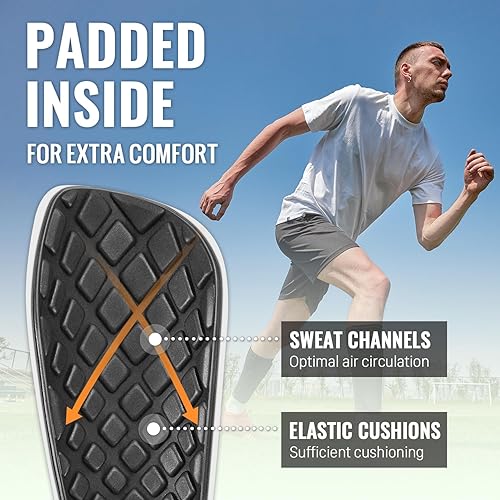 Miniatura 3 de Northdeer Espinilleras de fútbol para niños y adultos, incluye mangas con bolsillo optimizado para insertar, equipo de fútbol protector para niños,