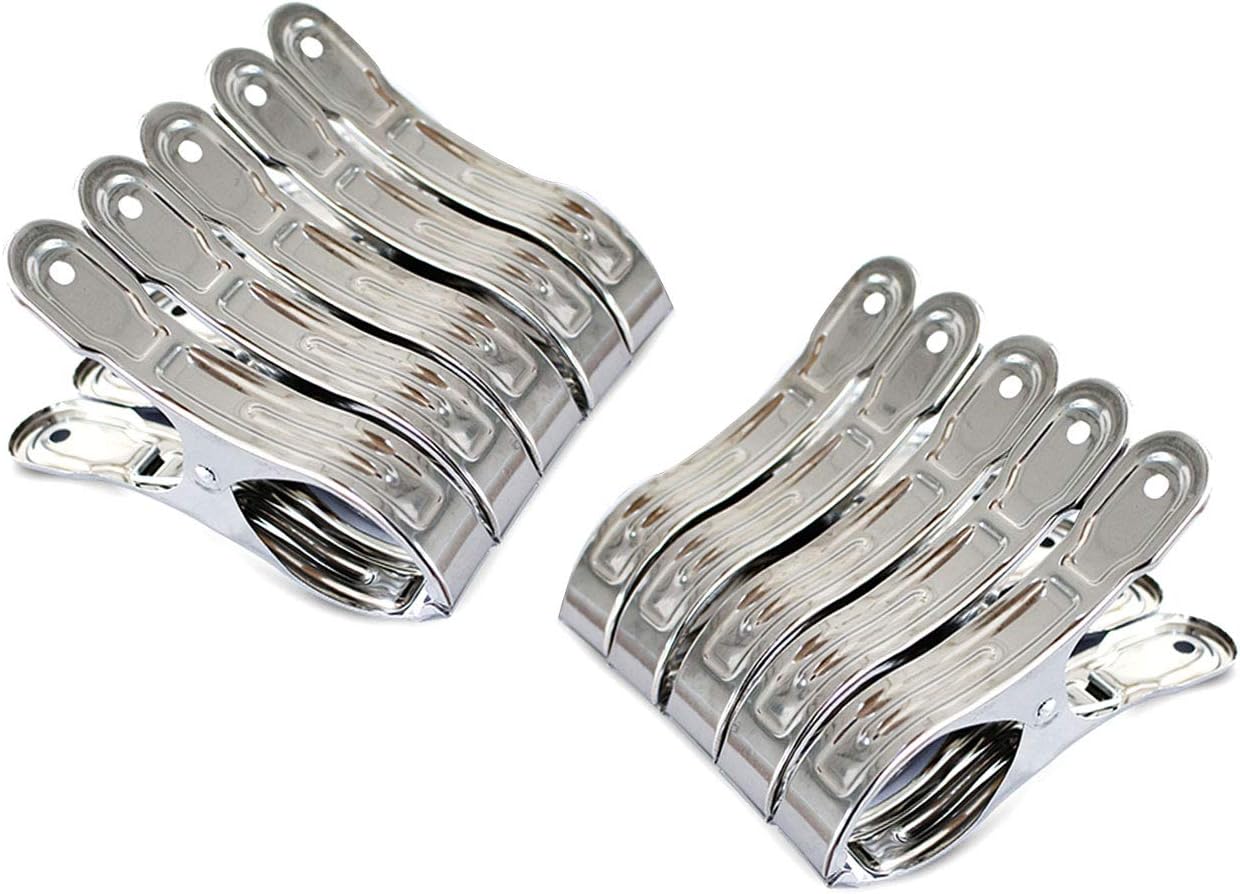 Outdoor Heavy Duty Clothespins Pack of 10 Large Stainless Steel Quilt Clips Beach Towel Clips Curtain Clamp Rubber Tips Metal Clothes