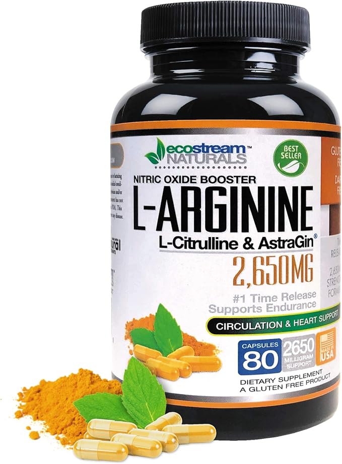 MAX 2650mg Nitric Oxide Booster L-Arginine - L-Citruline and Astragin -  Time Release 2650 MAX Formula - Muscle - Pump - Heart