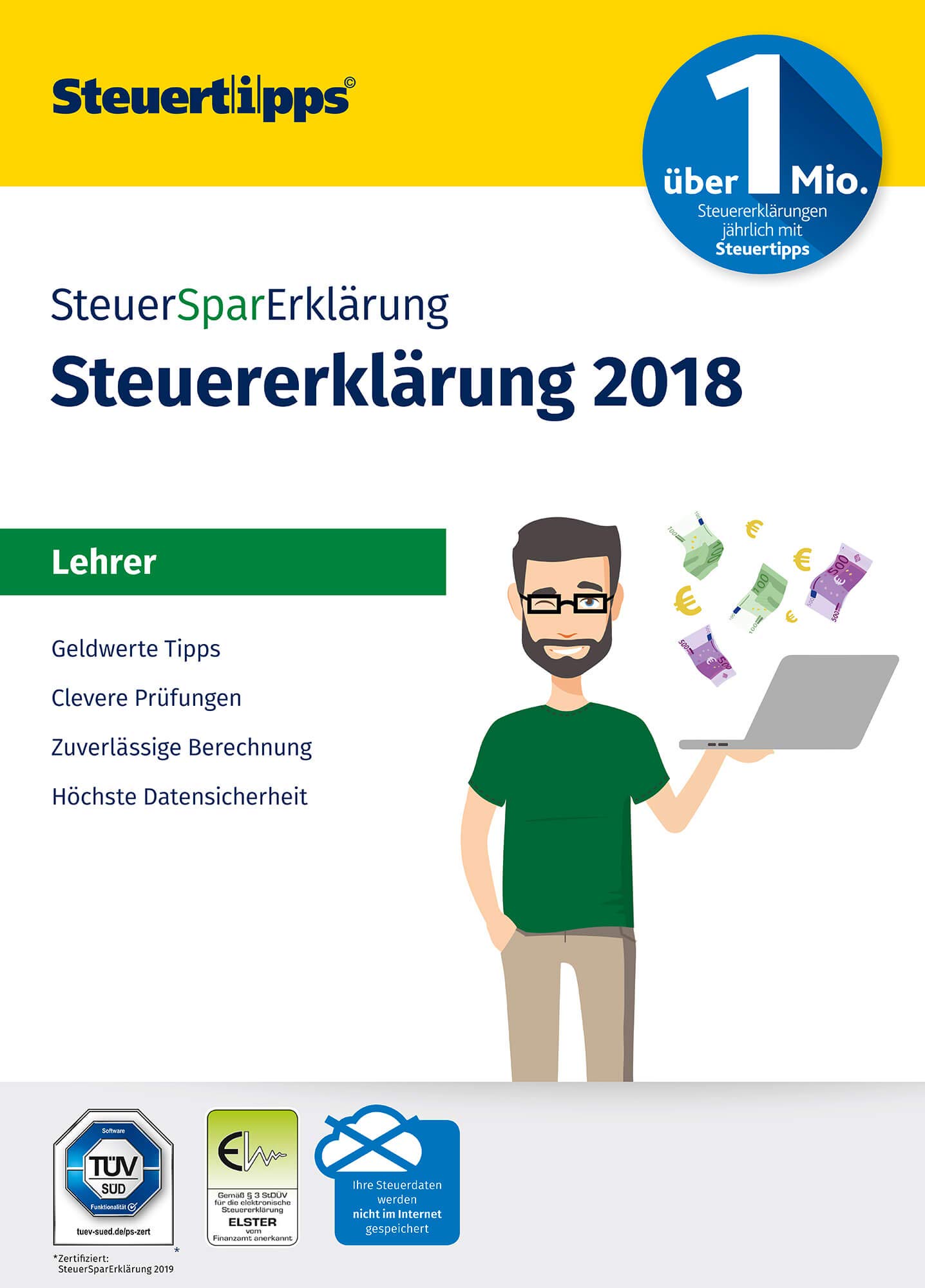 Akademische Arbeitsgemeinschaft SteuerSparErklärung für Lehrer 2019, Schritt-für-Schritt Steuersoftware für die Steuererklärung 2018, Aktivierungscode per Mail für Windows 10, 8, 7