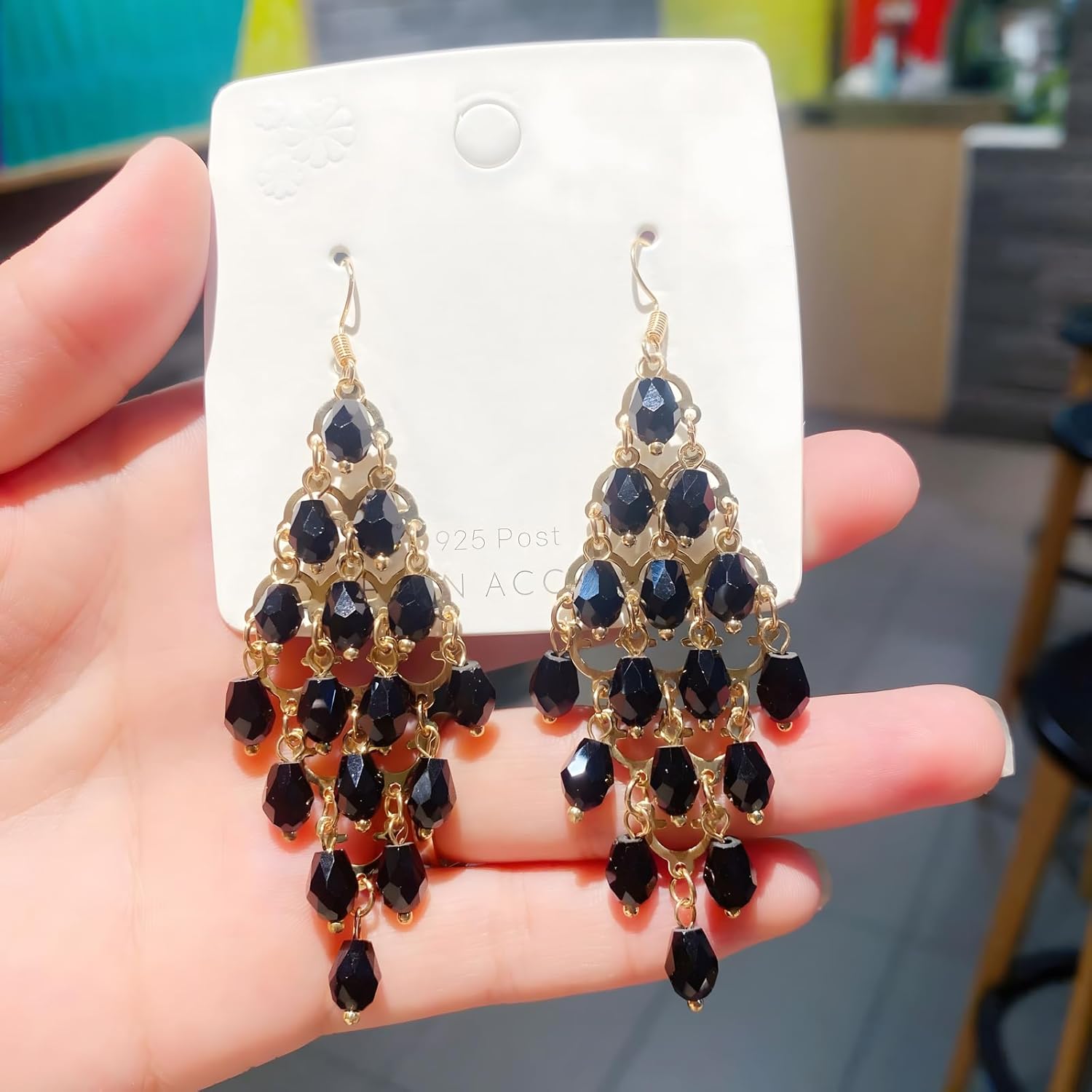 Crystal Chandelier Earrings for Women Long Beads Tassel Earrings Elegant Evening Party Jewelry - Image 3