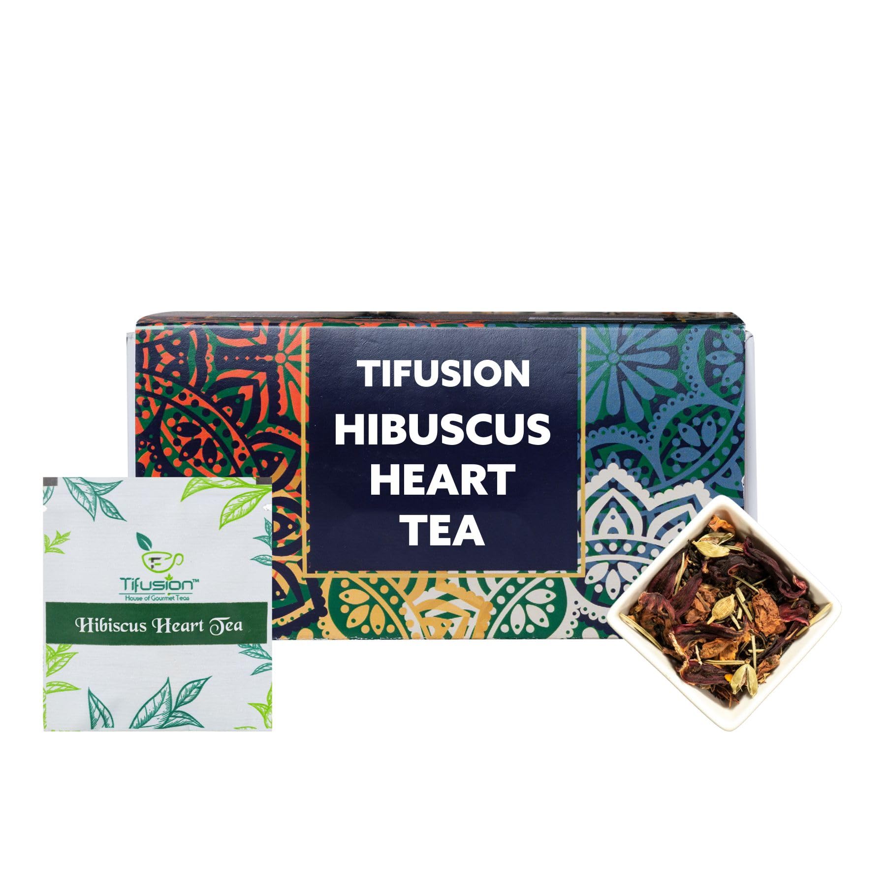 Good Heart and Cholesterol Tea with Arjun Bark, Hawthorne, Hibiscus, Ashwagandha & Rooibos for Healthy Heart and Helps in Improving Immune System 20 Tea Bags (20 Serving Cups)