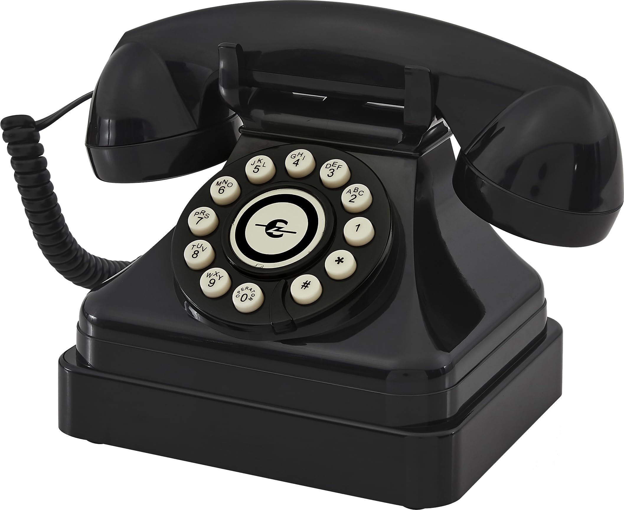 CR62-BK Kettle Classic Corded Desk Phone - Landline for Home with Retro Rotary Style, Black
