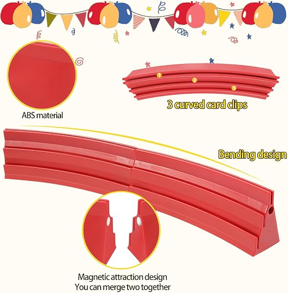 Gatphy 4 Stück Kartenhalter Spielkarten 3 Rampen Spielkartenhalter zum Hinstellen Stackbar mit Magnetische Montage Spielkartenhalter Poker/UNO für Senioren Kinder Arthritis Feiern (Rot) - 3
