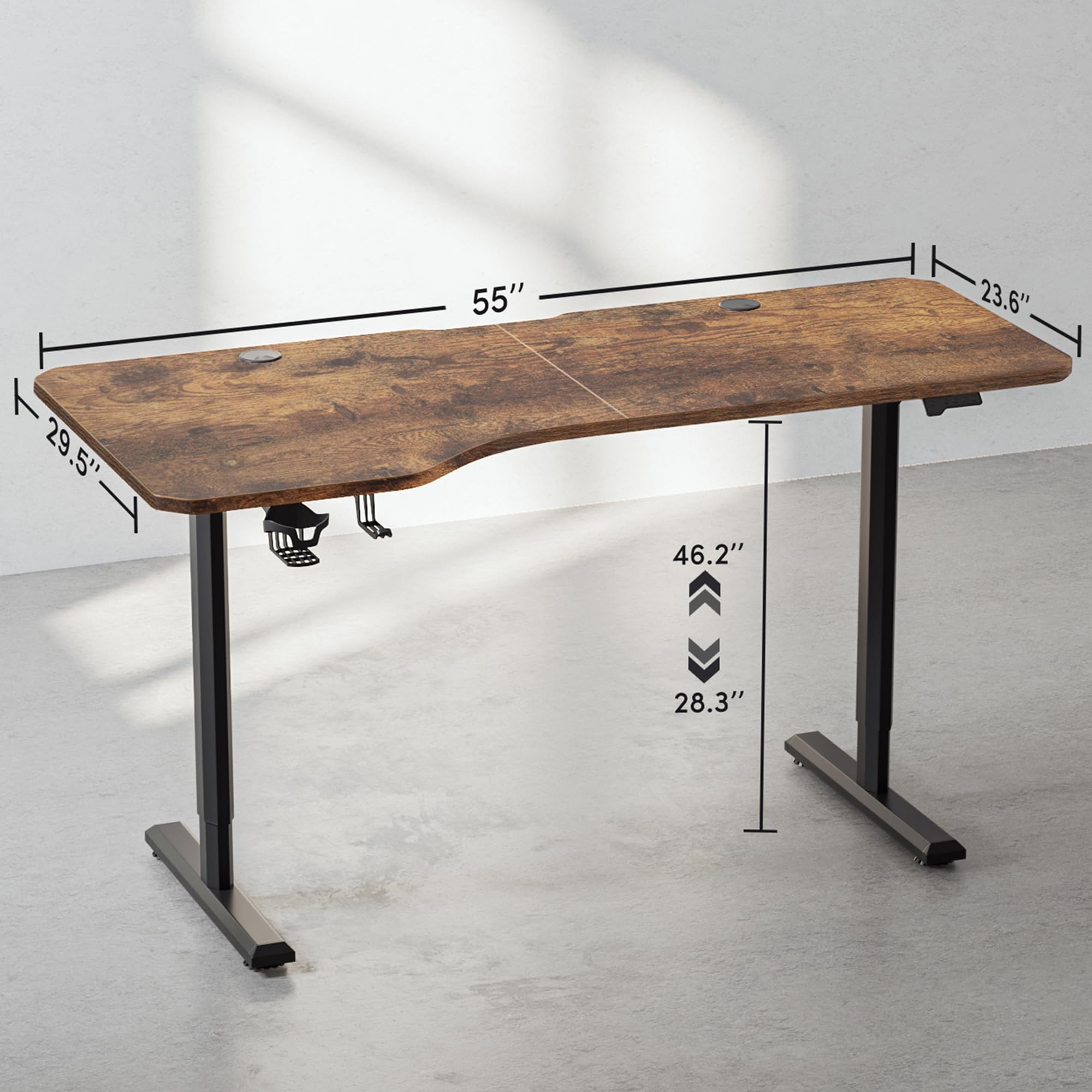 FAMISKY Elektrischer Stehpult – Höhenverstellbarer Schreibtisch 160x61 Cm, Rustikales Braun