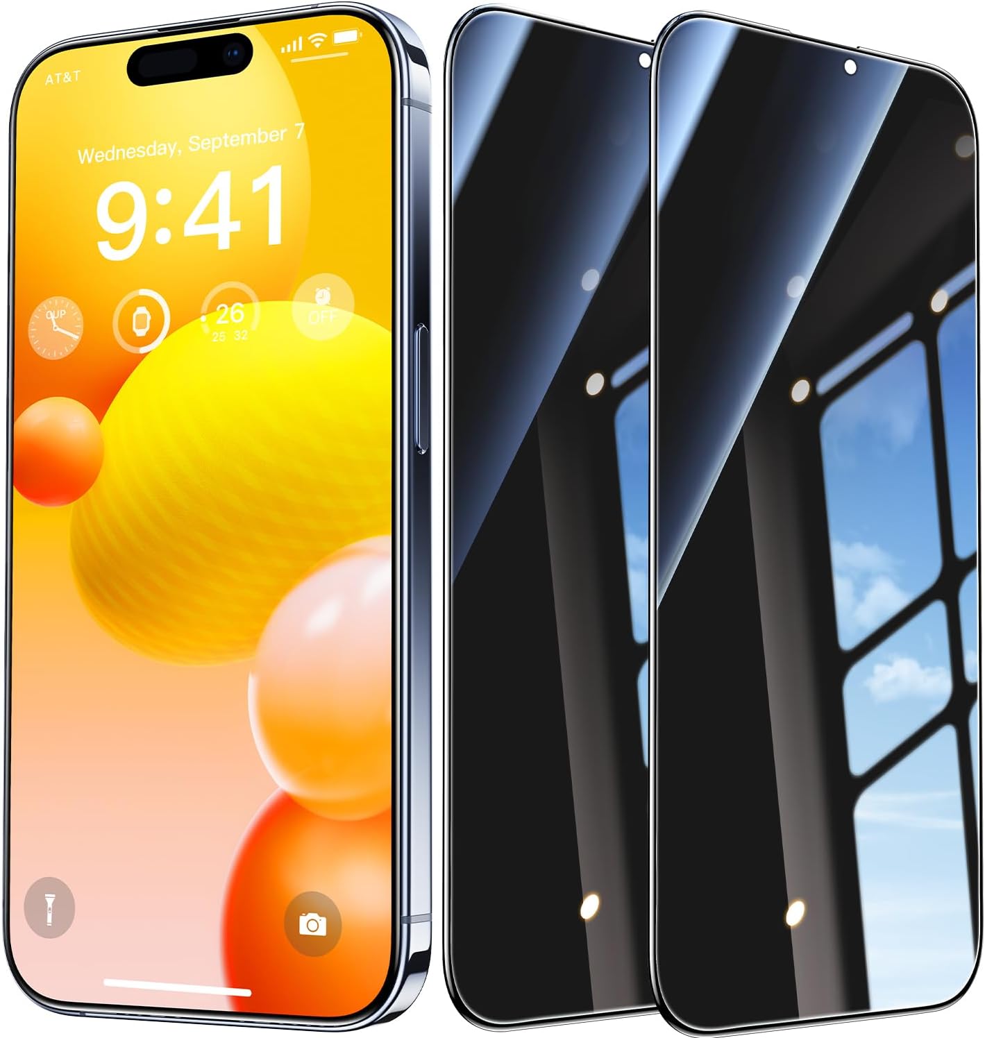 9H+ Glass for iPhone 15 Pro Max Privacy Screen Protector [Reliable 25° Privacy Protection][Mil-Grade Shatterproof Tempered Glass] Full Coverage Screen Protector for 15 Pro Max, 2 Packs