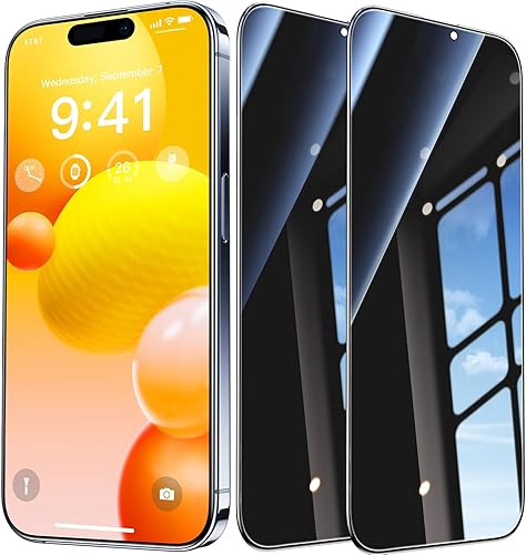 Miniatura 7 de Protector de pantalla de privacidad de vidrio 9H+ para iPhone 15 Pro Max [Protección confiable de privacidad de 25°] [Vidrio templado inastillable