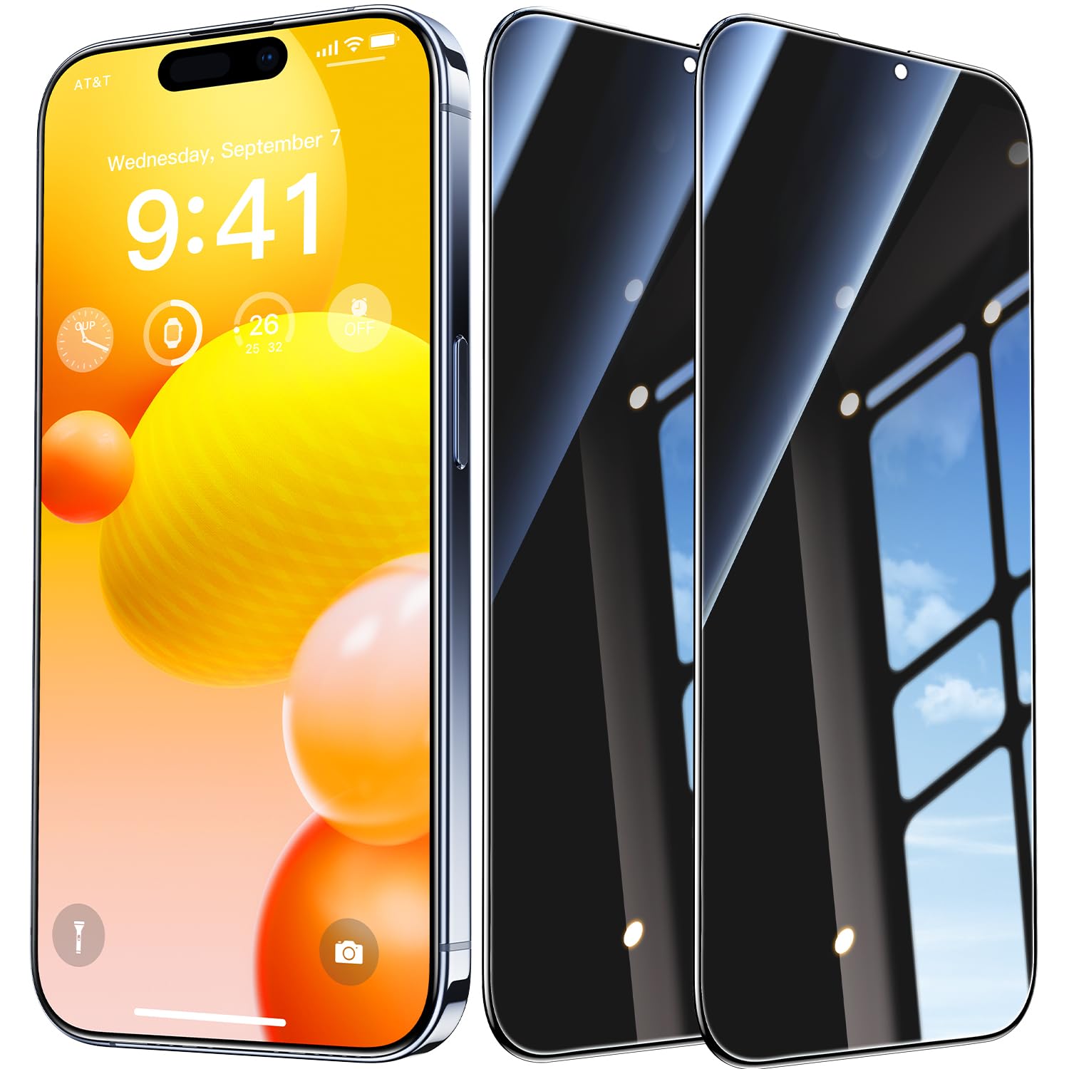 9H+ Glass for iPhone 15 Pro Max Privacy Screen Protector [Reliable 25° Privacy Protection][Mil-Grade Shatterproof Tempered Glass] Full Coverage Screen Protector for 15 Pro Max, 2 Packs